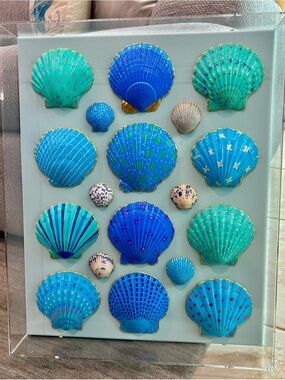 ***SOLD***She Shells Art - Hand-Painted Seashell Art on Canvas - Sanibel Shores
